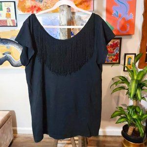 AMERICAN APPAREL Fringe Backless T-Shirt Dress O/S